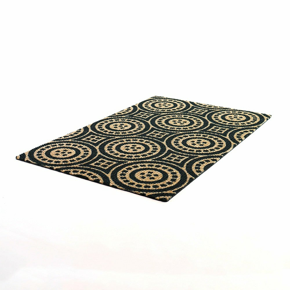 Neighburly Medallions Doormat, Black & Coir Double Door | Plow & Hearth
