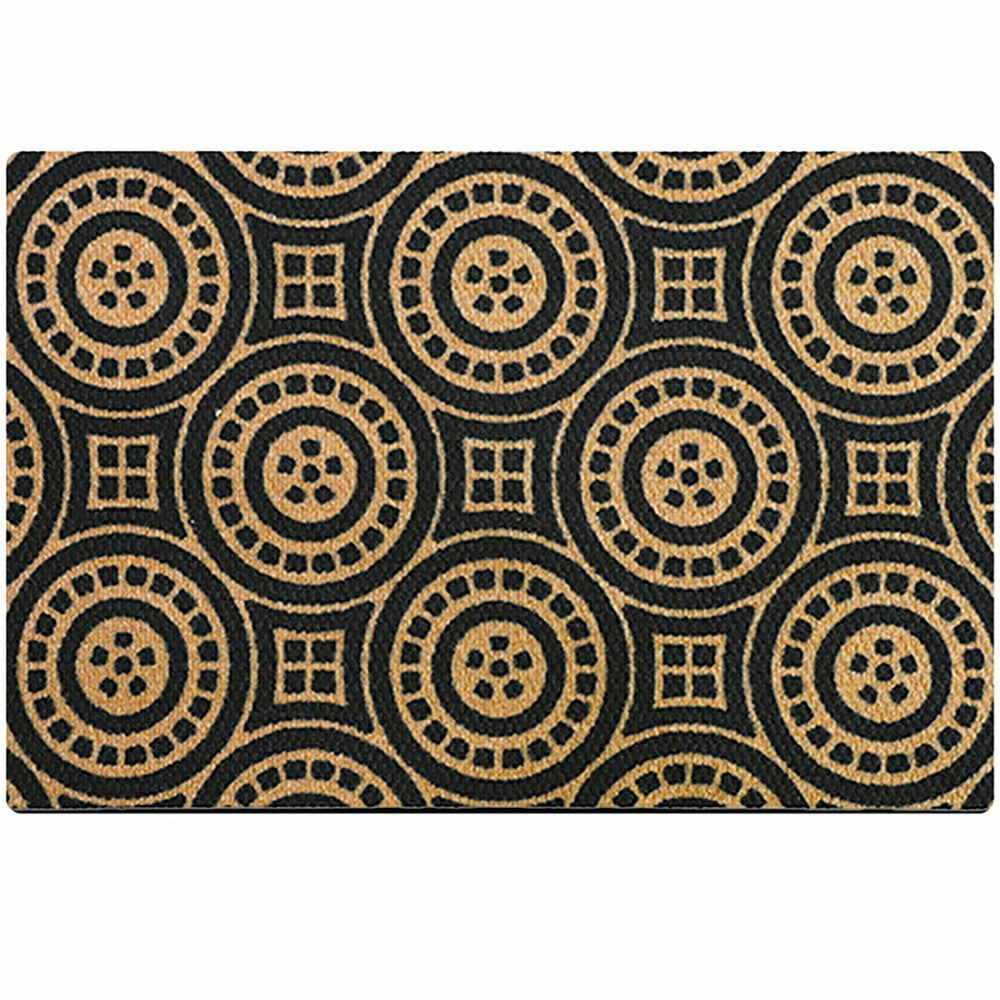 Neighburly Medallions Doormat, Black & Coir Double Door | Plow & Hearth