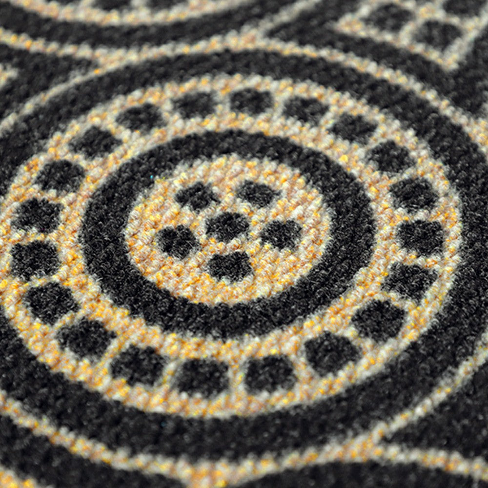 Neighburly Medallions Doormat, Black & Coir Double Door | Plow & Hearth