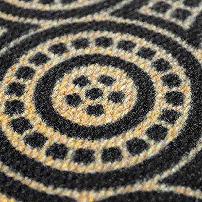 Neighburly Medallions Doormat, Black & Coir Double Door | Plow & Hearth