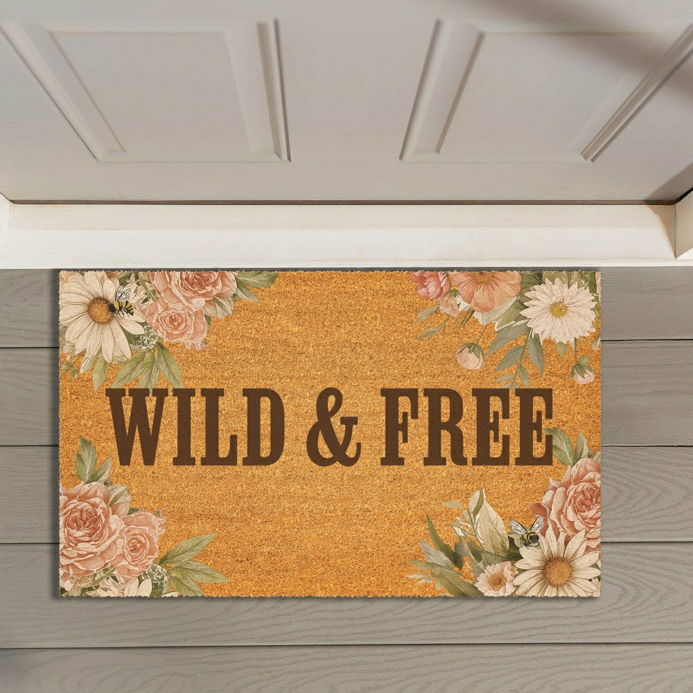 Petal & Plow Floral Boots Coir Mat, 30"x18" | Plow & Hearth