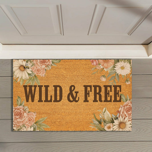 Petal & Plow Floral Boots Coir Mat, 30"x18" | Plow & Hearth