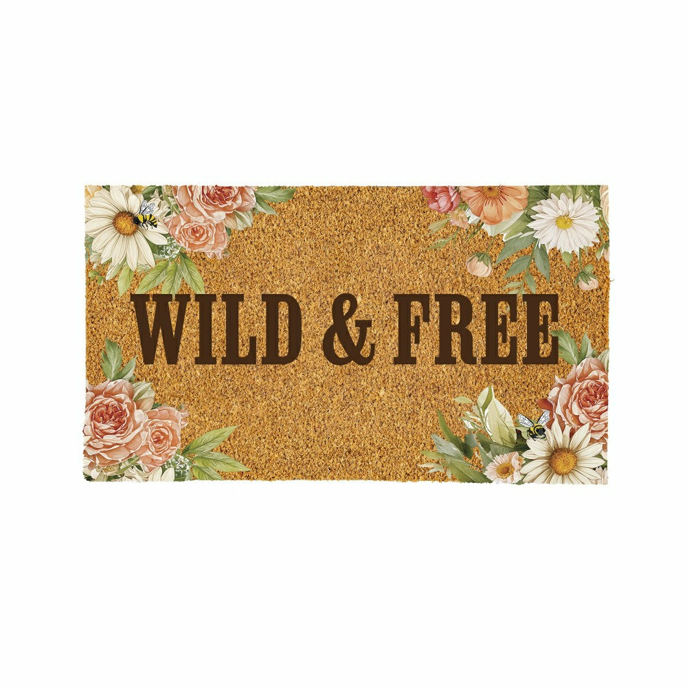 Petal & Plow Floral Boots Coir Mat, 30"x18" | Plow & Hearth