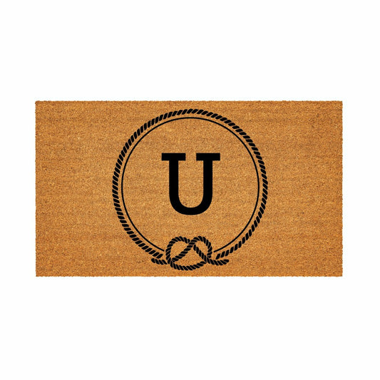 Coastal Coir Mat Nautical Monogram 28x16" | Plow & Hearth