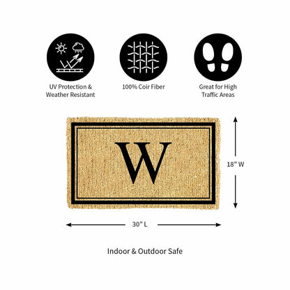 Monogram Coir Mat, Letter "W" | Plow & Hearth