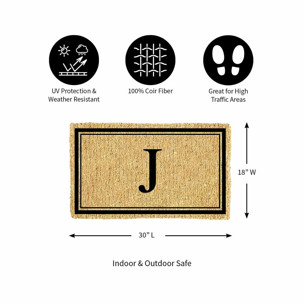Monogram Coir Mat, Letter "J" | Plow & Hearth