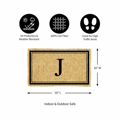 Monogram Coir Mat, Letter "J" | Plow & Hearth