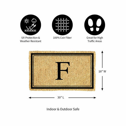 Monogram Coir Mat, Letter "F" | Plow & Hearth