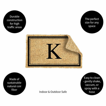 Monogram Coir Mat, Letter "K" | Plow & Hearth