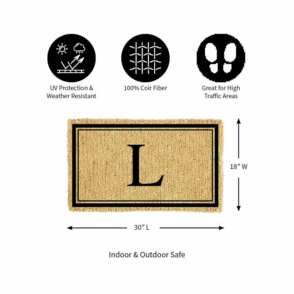 Monogram Coir Mat, Letter "L" | Plow & Hearth
