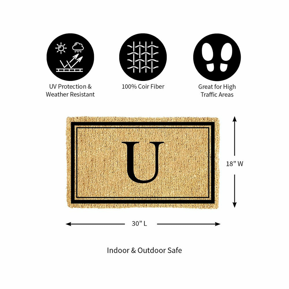 Monogram Coir Mat, Letter "U" | Plow & Hearth