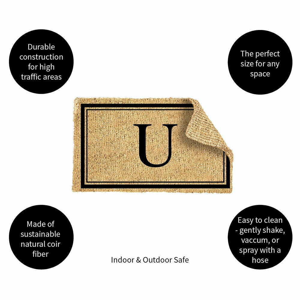 Monogram Coir Mat, Letter "U" | Plow & Hearth
