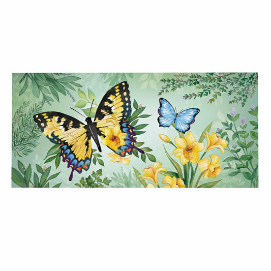 Cottage Garden Green & Yellow Florals Monarch Butterfly Sassafras Swit | Plow & Hearth