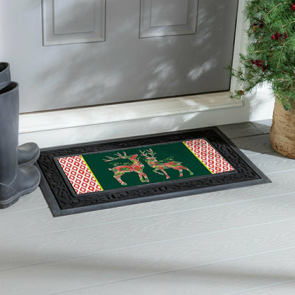 Patterned Reindeer Sassafras Switch Mat | Plow & Hearth