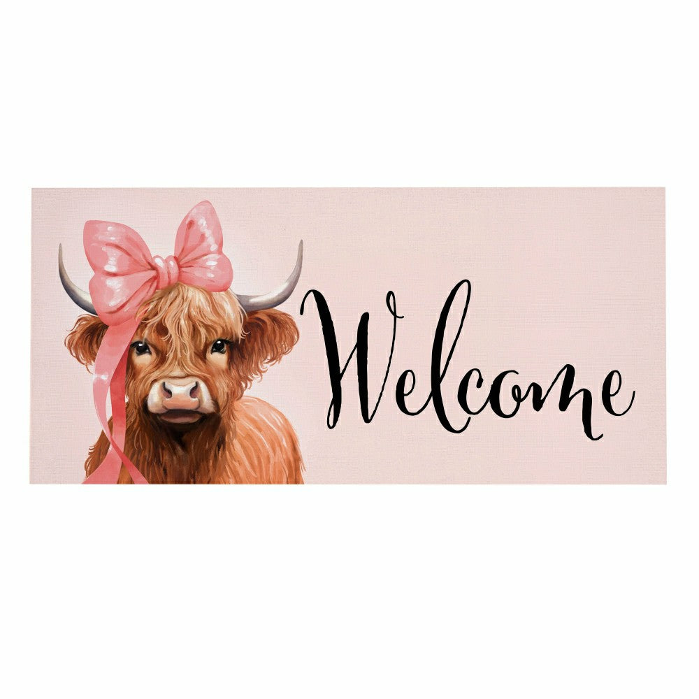 Blossom The Bowtiful Highland Cow Sassafras Switch Mat | Plow & Hearth