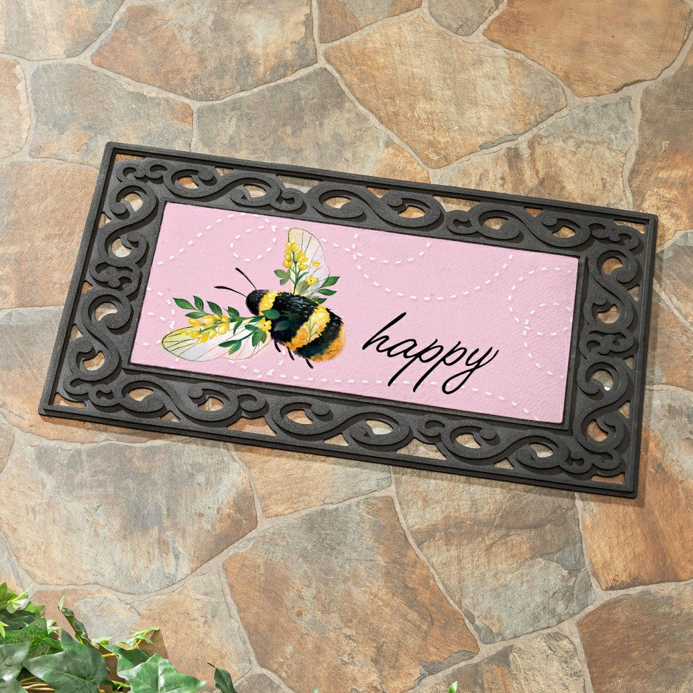 Bee Happy Pink Sassafras Switch Mat | Plow & Hearth