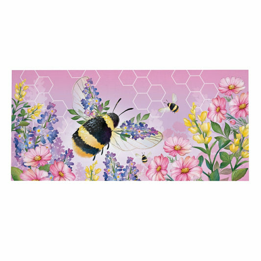 Cottage Garden Pink Florals Bee Sassafras Switch Mat | Plow & Hearth
