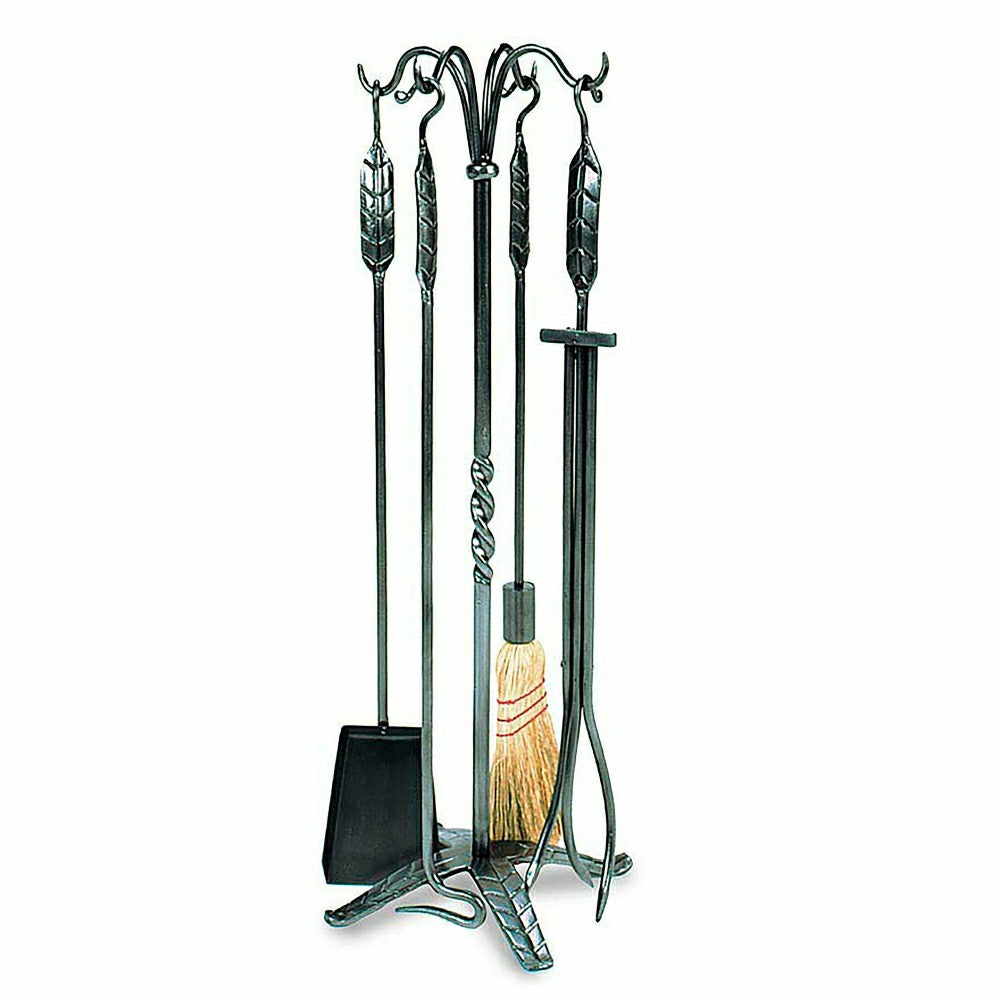 5-Piece Fireplace Tool Set with Leaf Handles | Plow & Hearth
