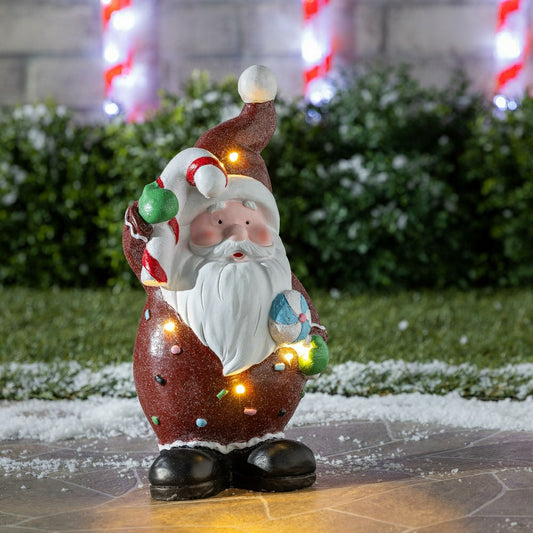 Baking Spirits Bright Santa LED Garden Statue | Plow & Hearth