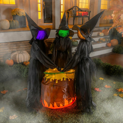 Halloween LED Set of 3 Witches and Cauldron Garden Stake, 52" | Plow & Hearth