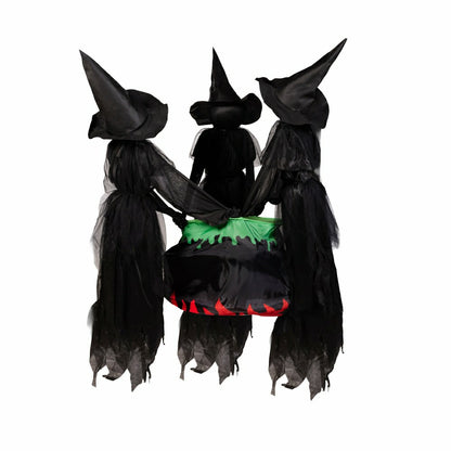 Halloween LED Set of 3 Witches and Cauldron Garden Stake, 52" | Plow & Hearth