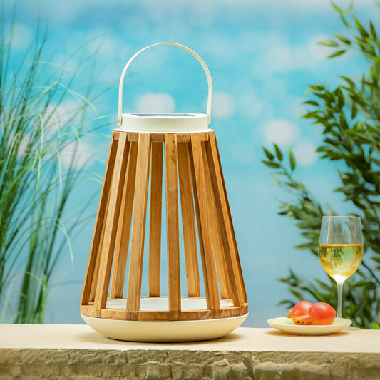 Wood Slat Solar Lantern | Plow & Hearth
