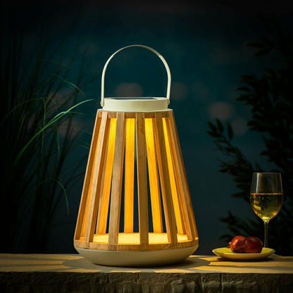 Wood Slat Solar Lantern | Plow & Hearth