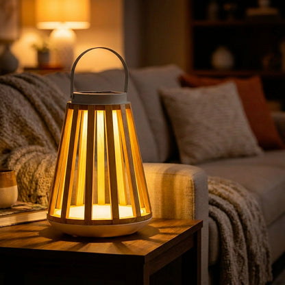 Wood Slat Solar Lantern | Plow & Hearth