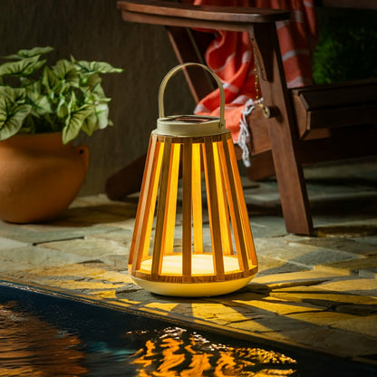 Wood Slat Solar Lantern | Plow & Hearth