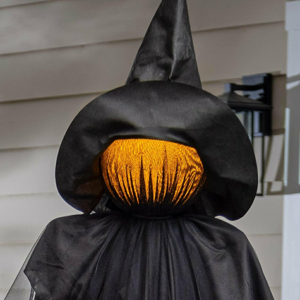 76" Witch Lighted Fabric Garden Stake with Orange Bow | Plow & Hearth
