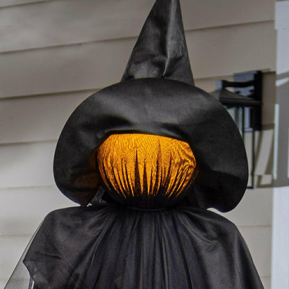 76" Witch Lighted Fabric Garden Stake with Orange Bow | Plow & Hearth