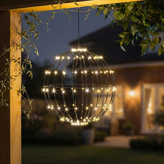 LED Foldable Lighting Sphere Décor with 140 Warm White Lights | Plow & Hearth