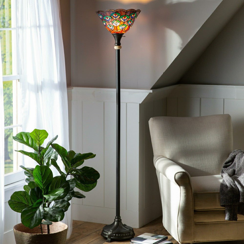 Peacock Stained Glass Floor Lamp | Plow & Hearth