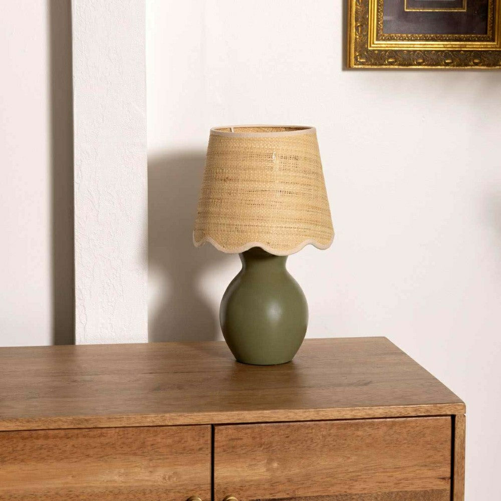 Salgareda Green Rattan Table Lamp | Plow & Hearth