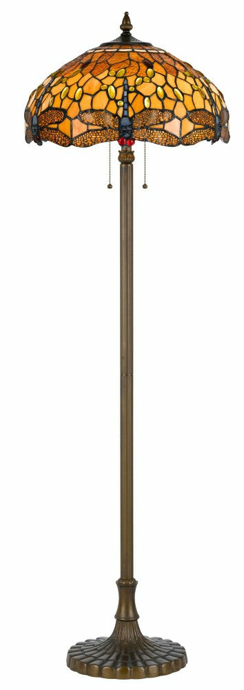 Tiffany Amber Dragonfly Floor Lamp with Zinc Cast Base | Plow & Hearth