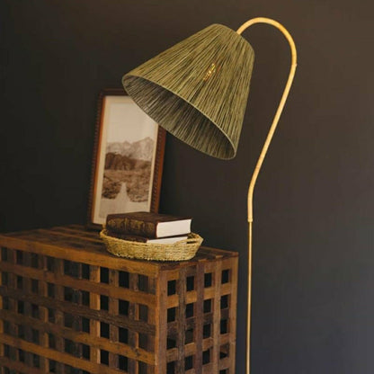 Rattan Wrapped Floor Lamp with Raffia Shade | Plow & Hearth
