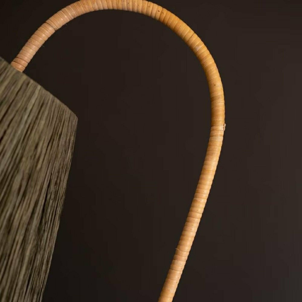 Rattan Wrapped Floor Lamp with Raffia Shade | Plow & Hearth