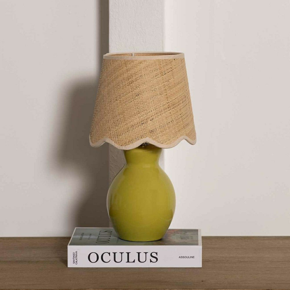 Salgareda Olive Rattan Table Lamp | Plow & Hearth