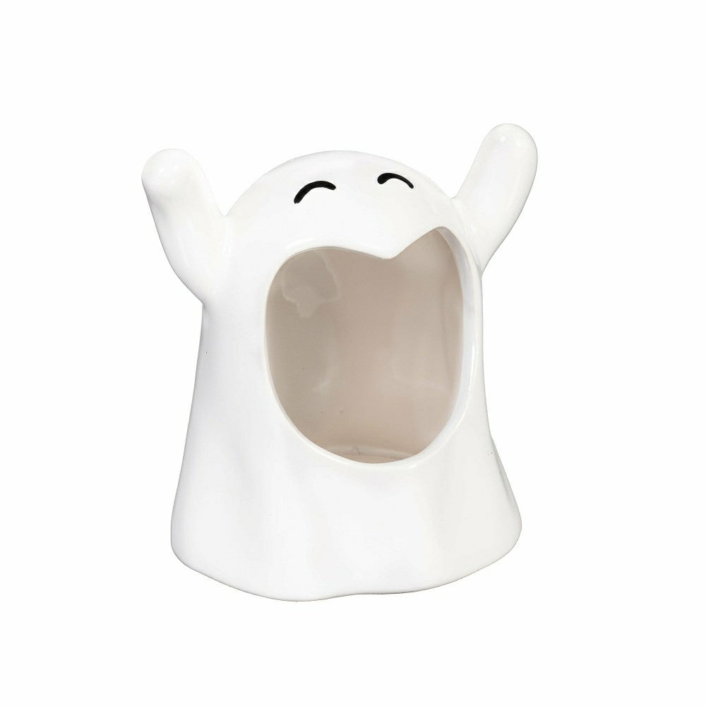 Ceramic Happy Ghost Tealight Candle Holder | Plow & Hearth