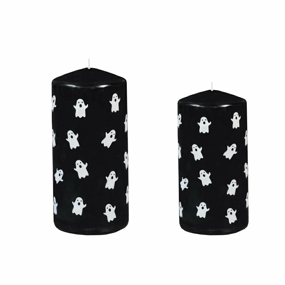 Haunted House Ghost Pillar Wax Candle, Set of 2 | Plow & Hearth