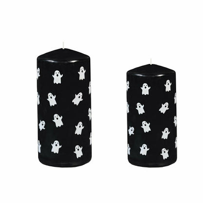Haunted House Ghost Pillar Wax Candle, Set of 2 | Plow & Hearth