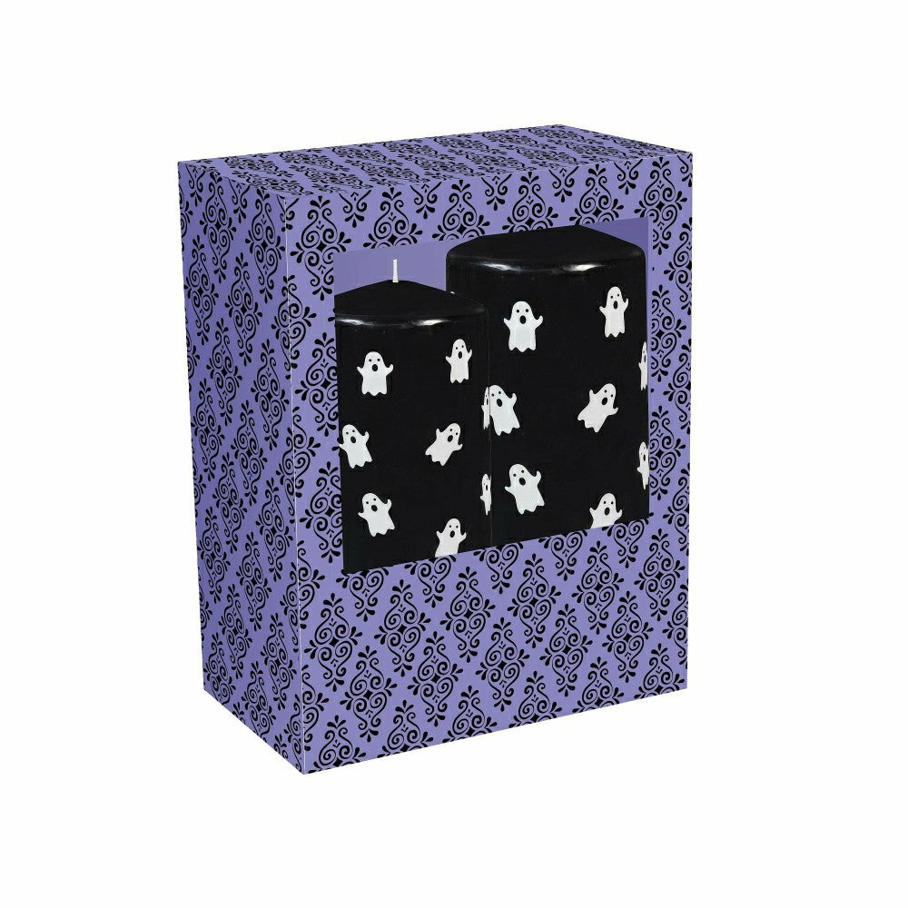 Haunted House Ghost Pillar Wax Candle, Set of 2 | Plow & Hearth