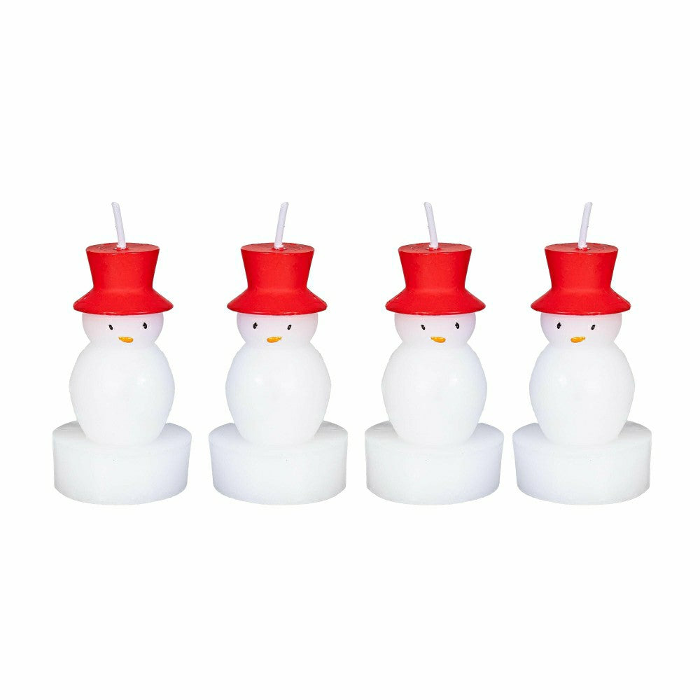 Joyful Traditions Candle, Snowman Shaped Wax Candle, Set of 4 | Plow & Hearth