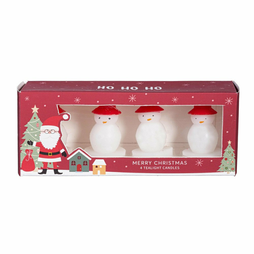 Joyful Traditions Candle, Snowman Shaped Wax Candle, Set of 4 | Plow & Hearth