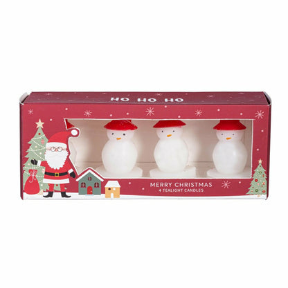 Joyful Traditions Candle, Snowman Shaped Wax Candle, Set of 4 | Plow & Hearth