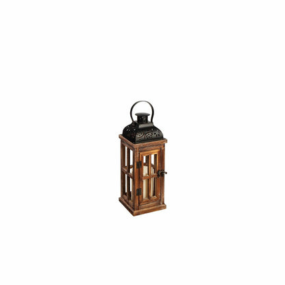 Set of 3 Nested Wood and Metal Lanterns w LED Candle | Plow & Hearth