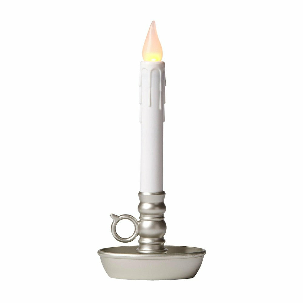 Pewter Battery-Operated Single Window LED Window Candle | Plow & Hearth