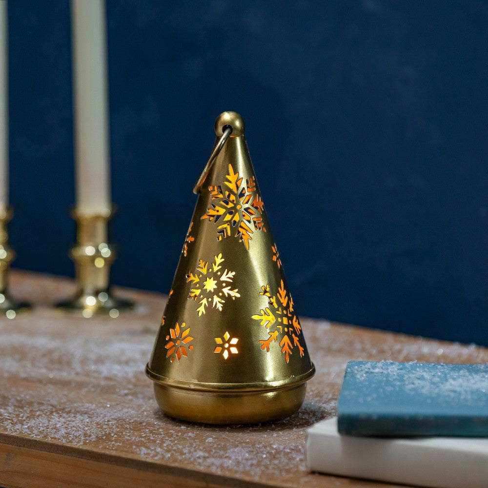 Season to Sparkle Candleholder Tree with Snowflake Cut Outs Metal Teal | Plow & Hearth