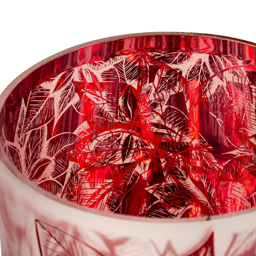 Large Poinsettia Hurricane Candle Holder | Plow & Hearth