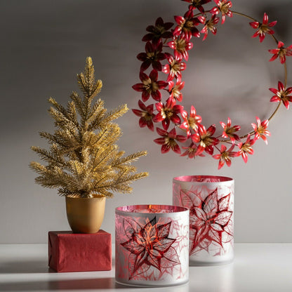 Large Poinsettia Hurricane Candle Holder | Plow & Hearth